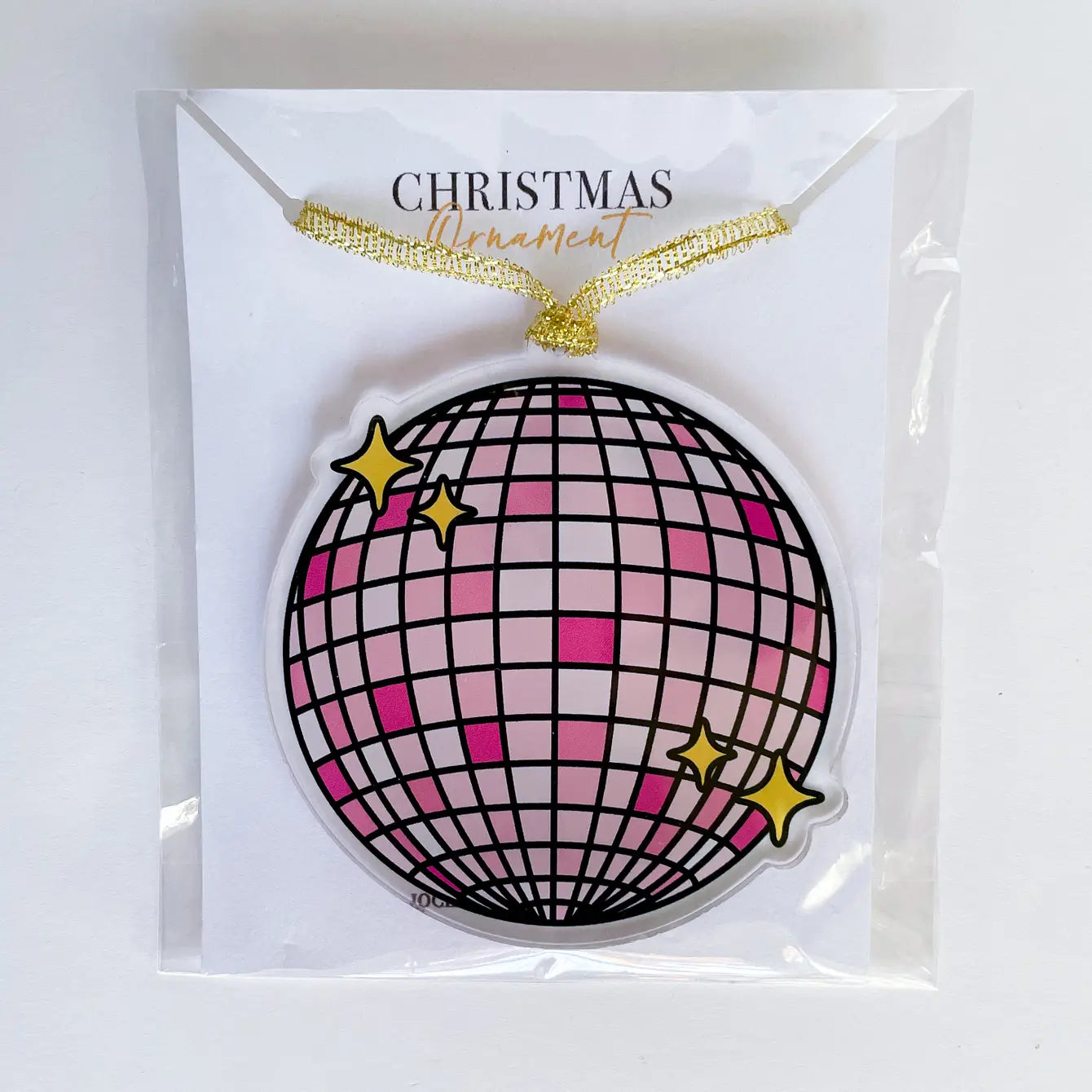 Pink Disco Ball Acrylic Christmas Ornament