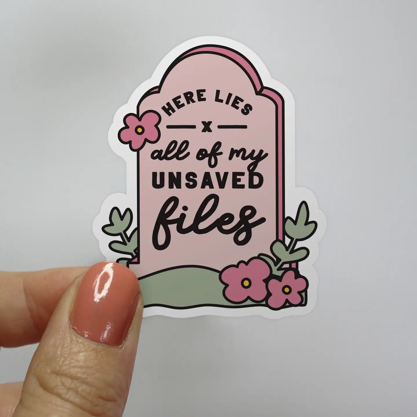 Unsaved Files Headstone Sticker