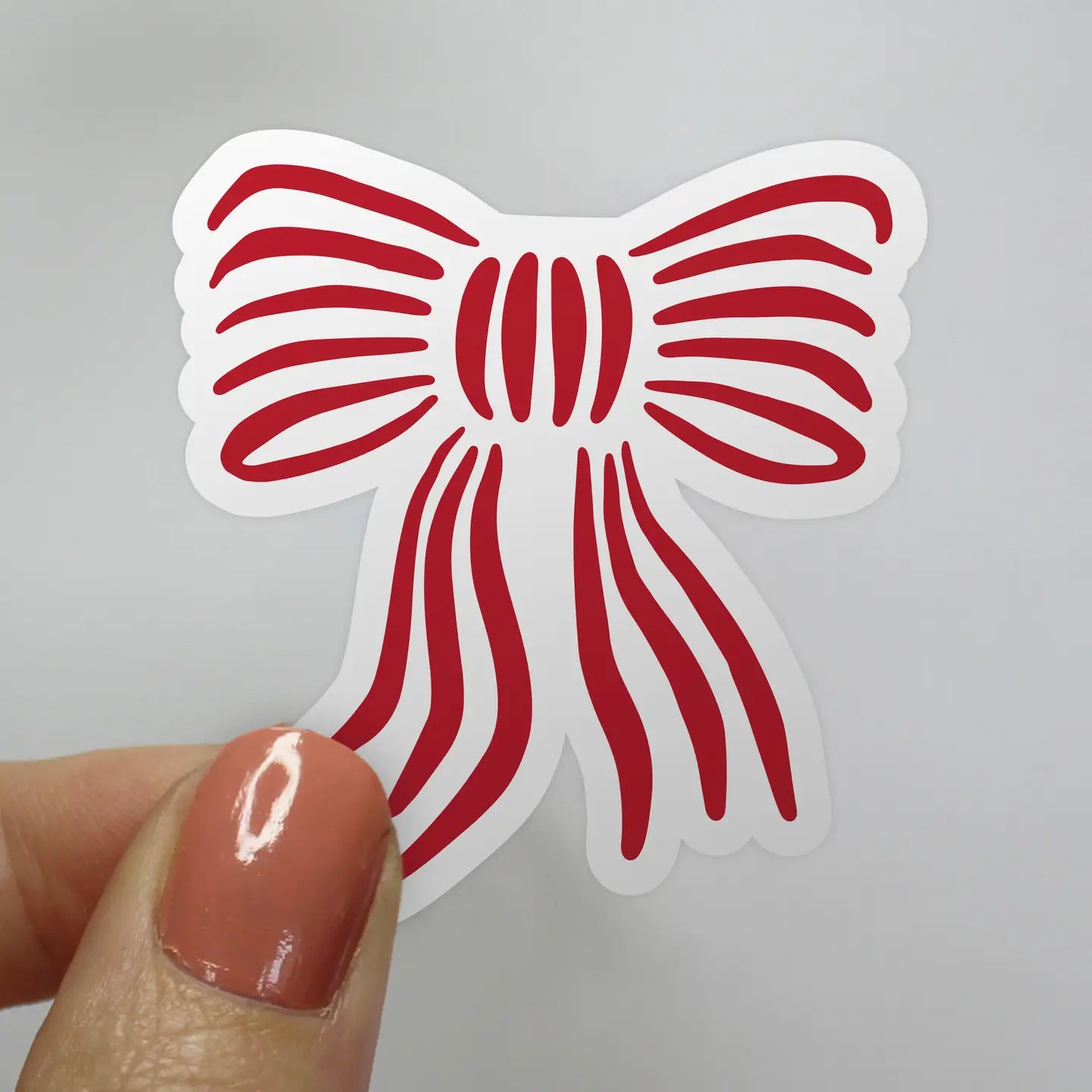 Red Stripe Bow Sticker