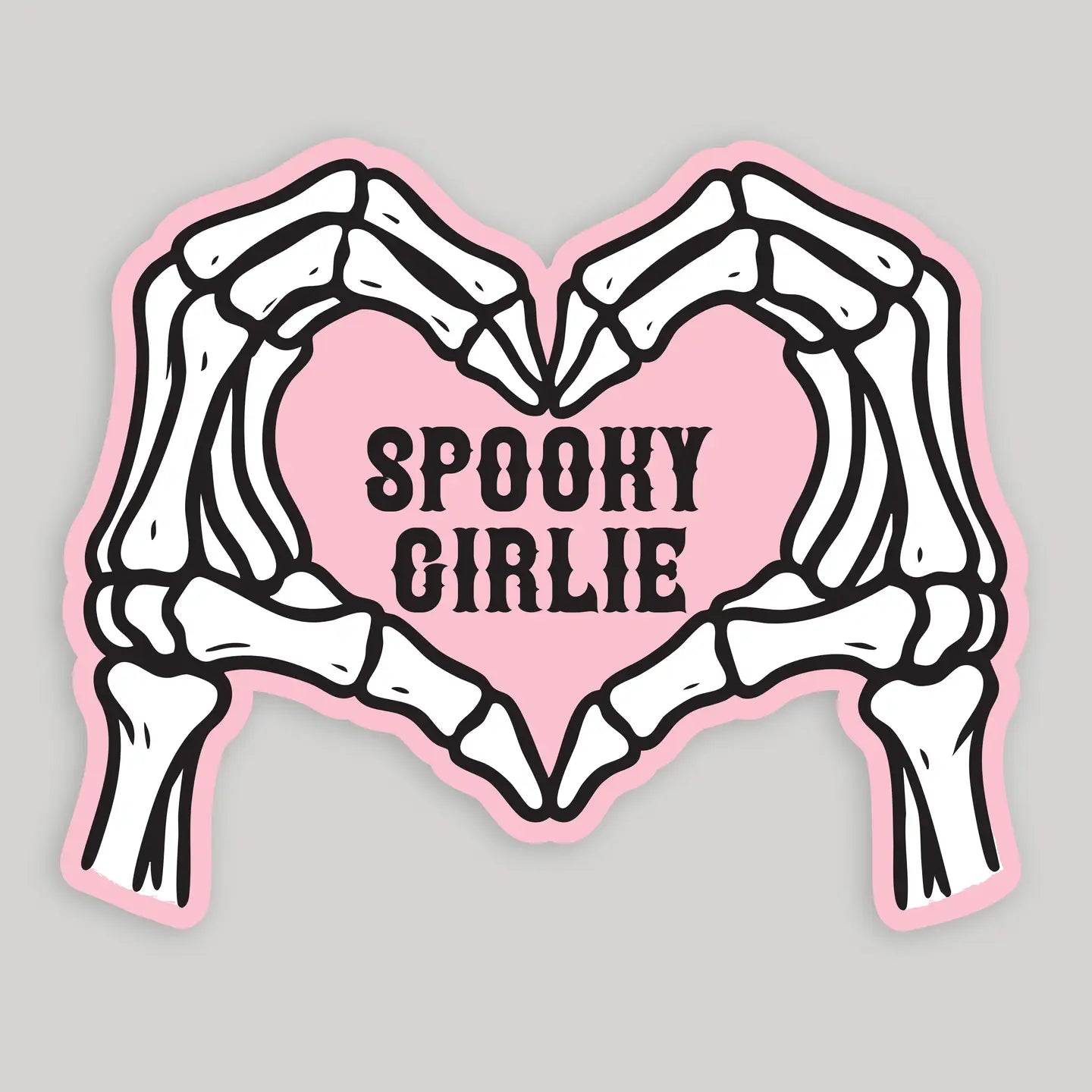 Spooky Girlie Skeleton Hand Heart Sticker