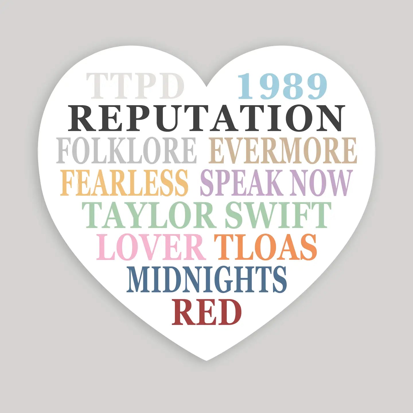 Taylor Swift 12 Albums Heart Sticker