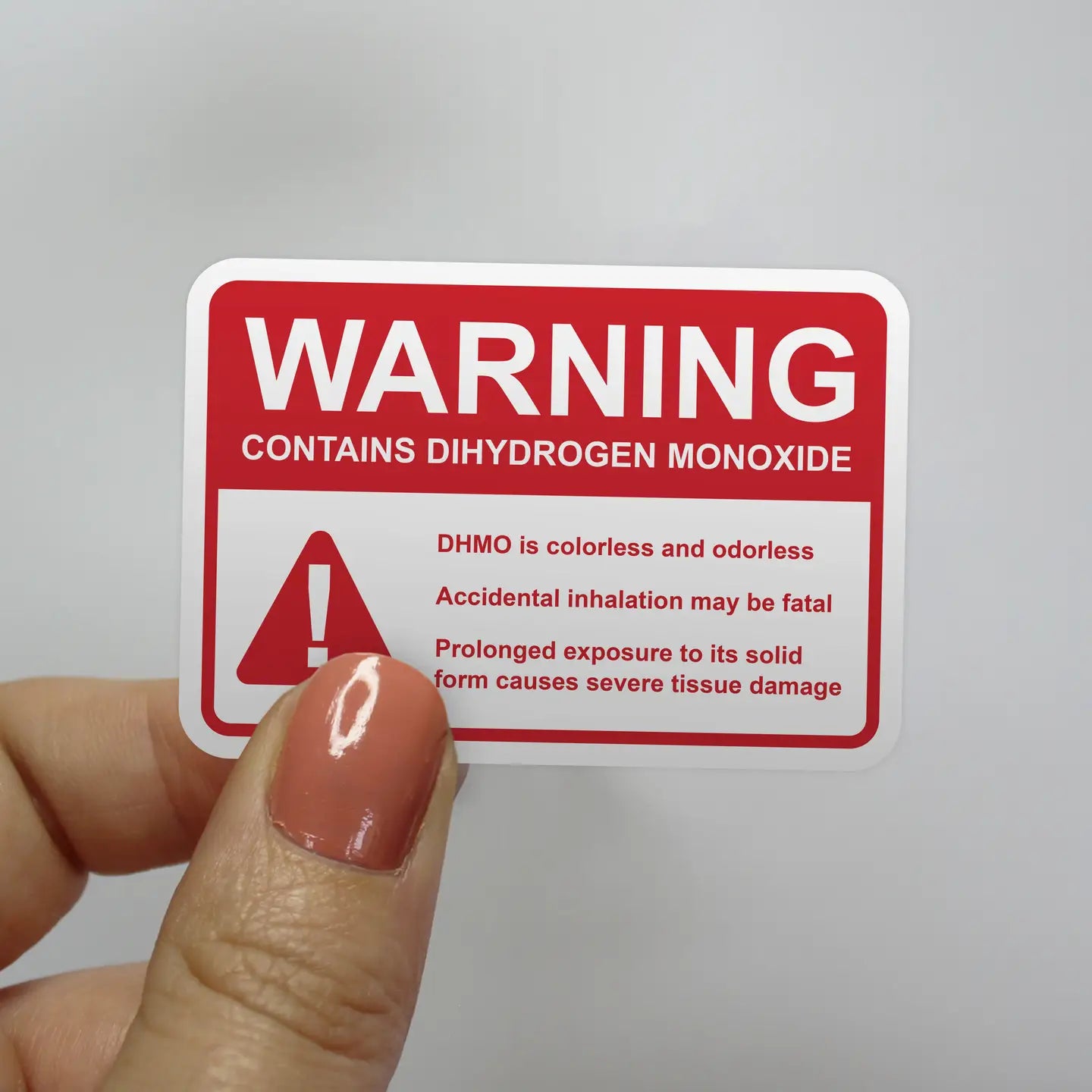 Warning Dihydrogen Monoxide Water Bottle Glossy Sticker