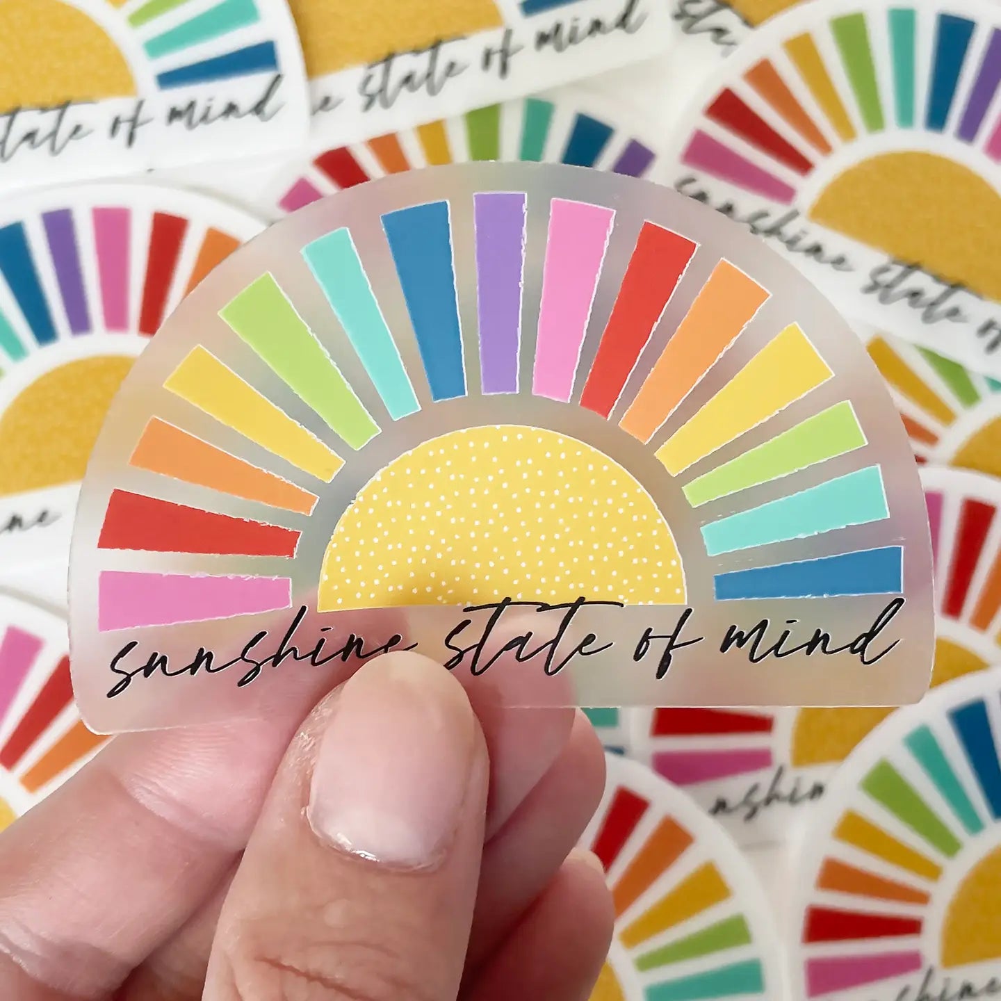 Sunshine State of Mind Rainbow Sun Clear Sticker