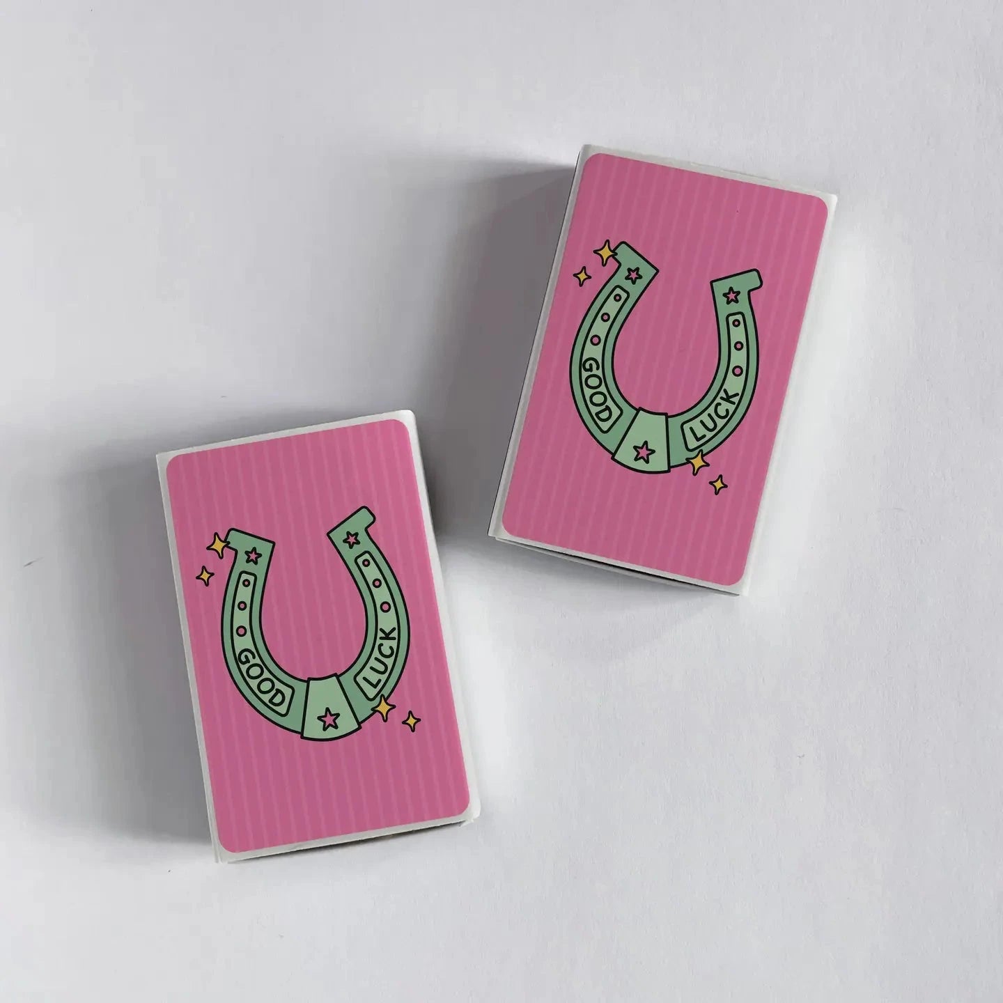 Good Luck Horseshoe Pink Stripes Matchbook