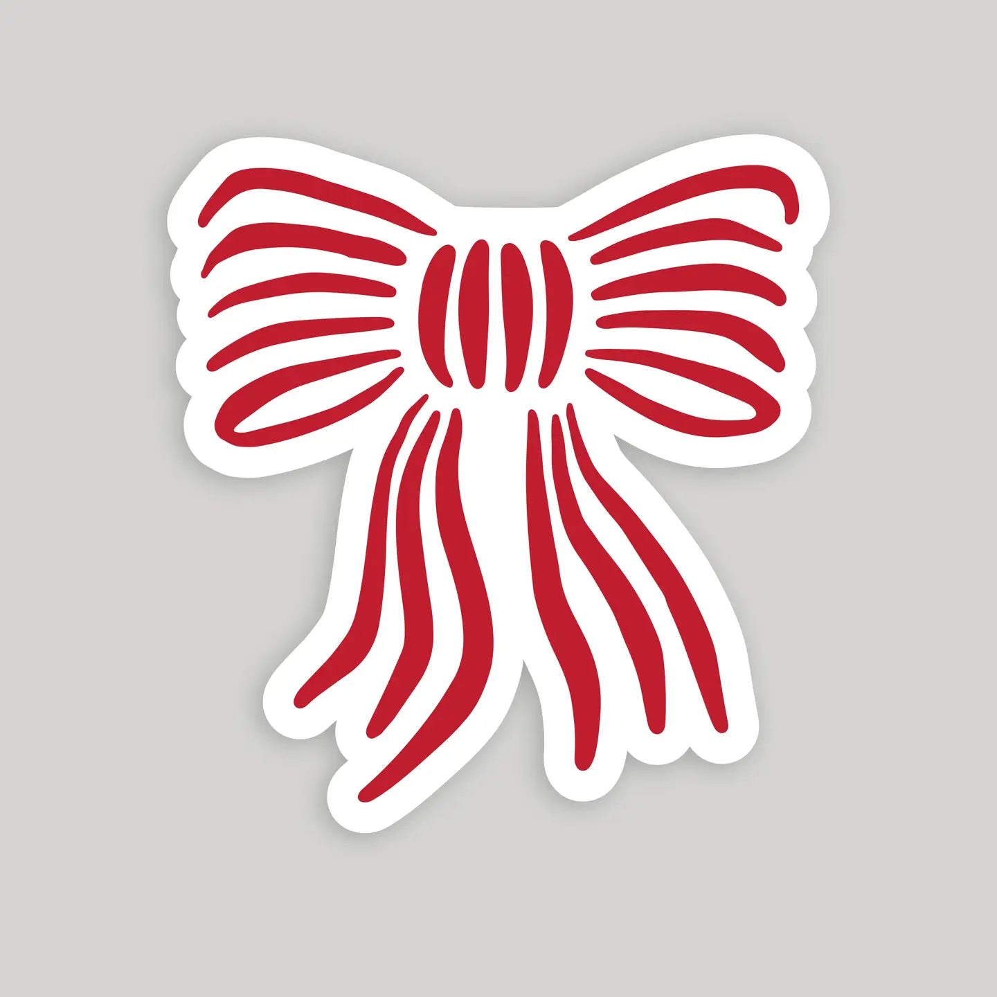 Red Stripe Bow Sticker
