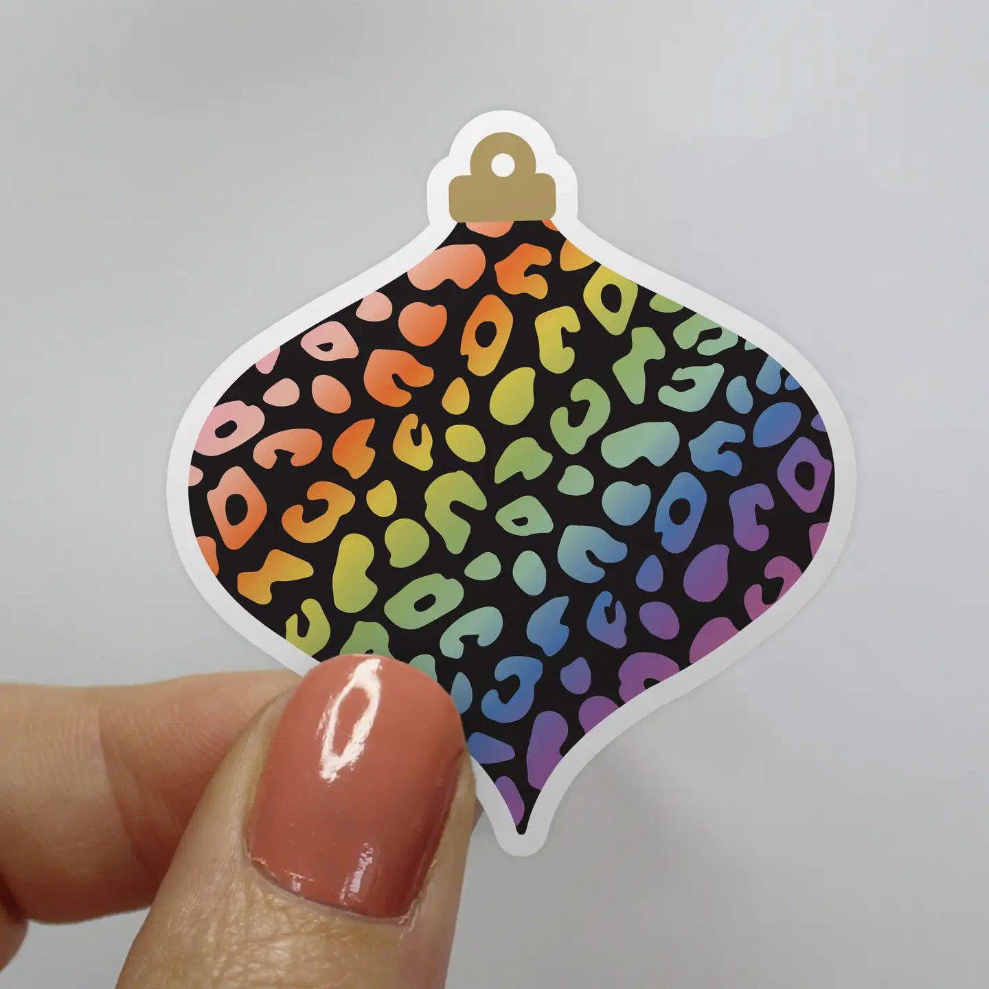Rainbow Animal Print Ornament Sticker