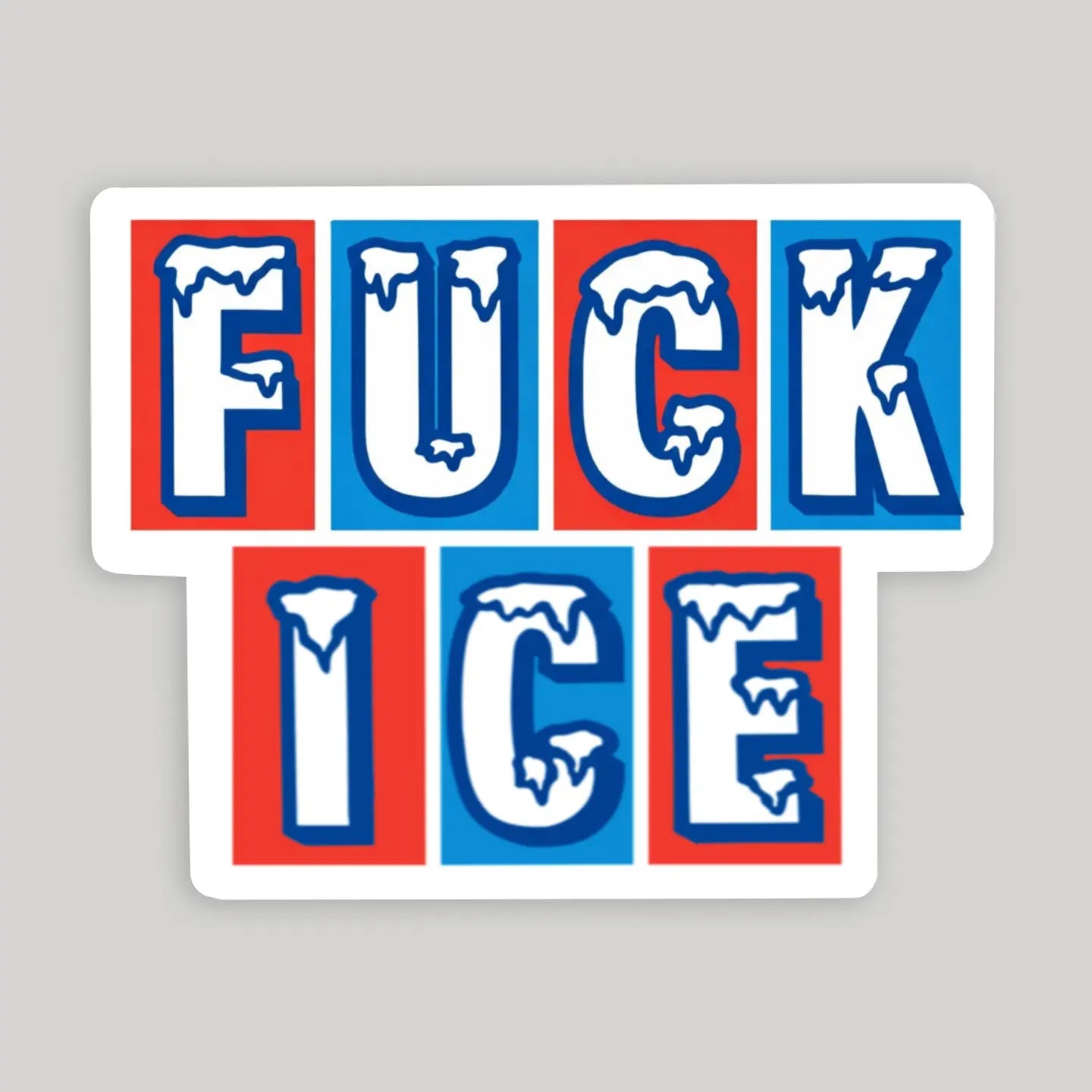 F*ck Ice Block Red and Blue Sticker