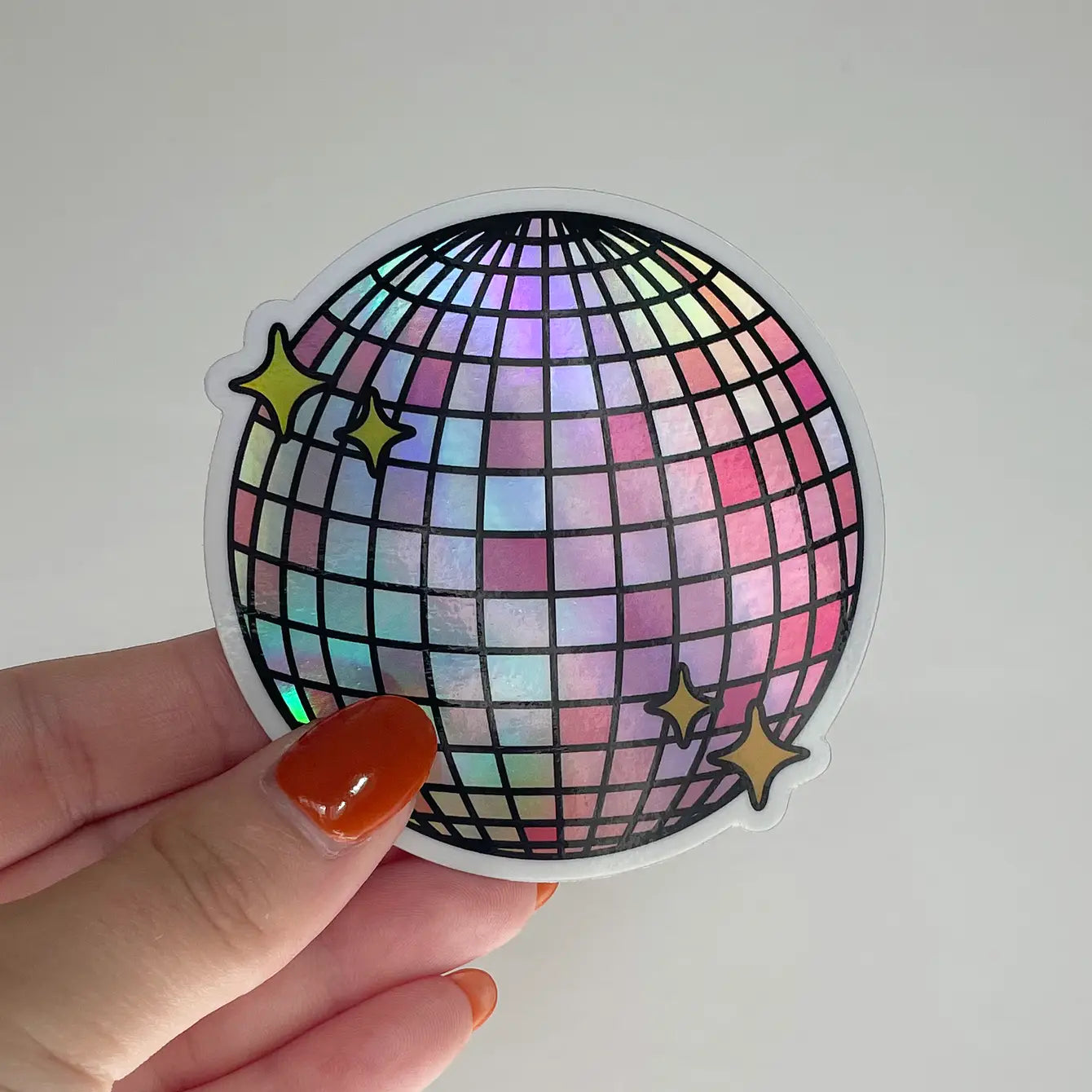 Holographic Pink Disco Ball Sticker