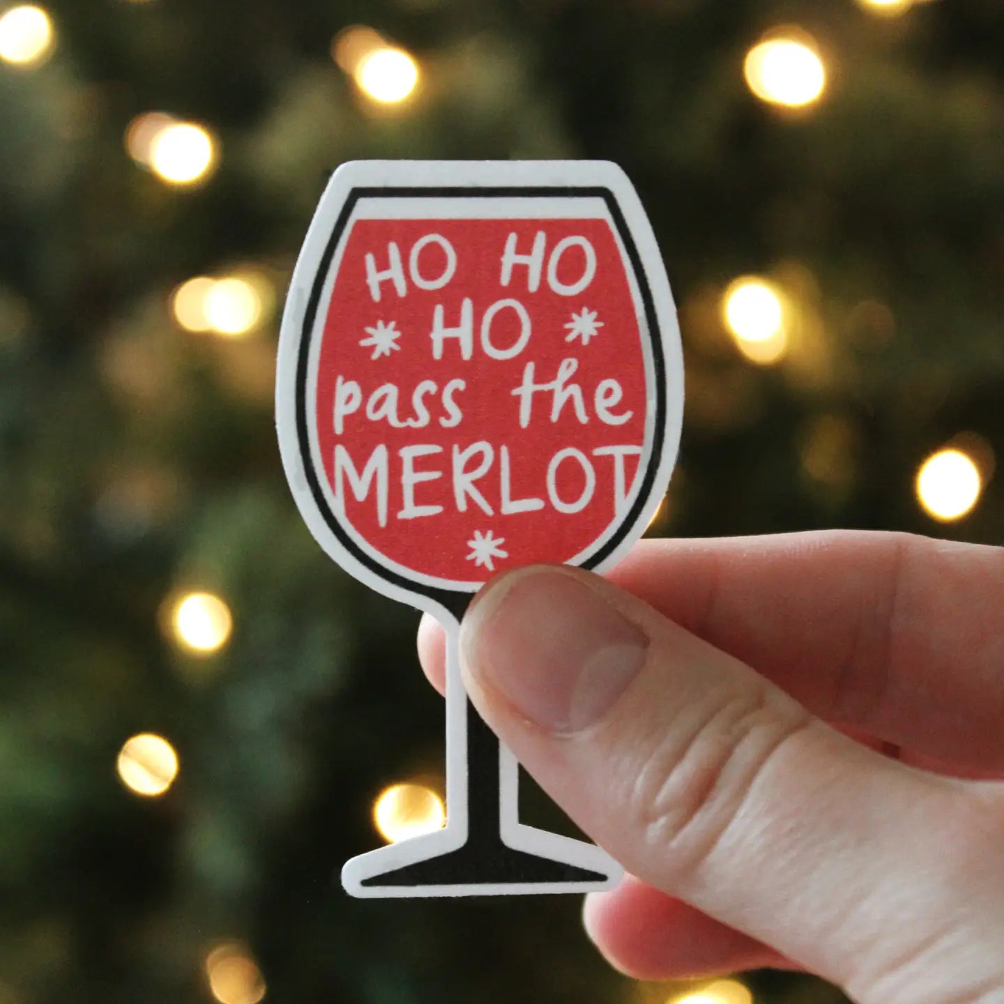HO HO HO Pass the Merlot Red Wine Glass Sticker
