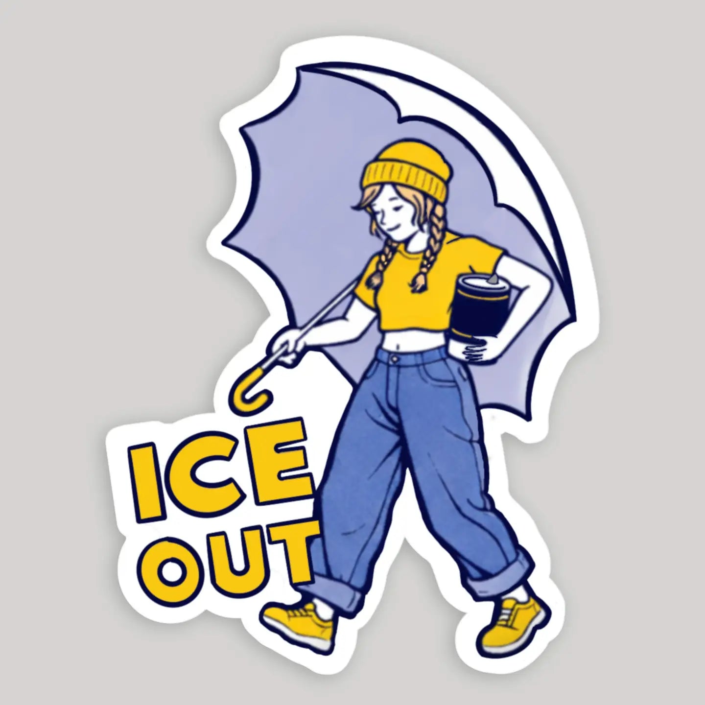 ICE Out Modern Salt Girl with Umbrella Sticker