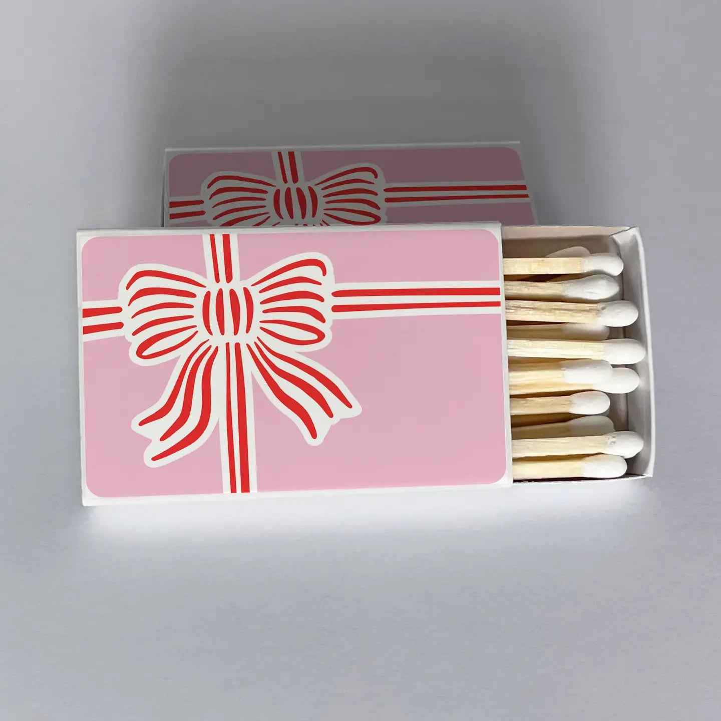Red and Pink Stripe Bow Matchbook