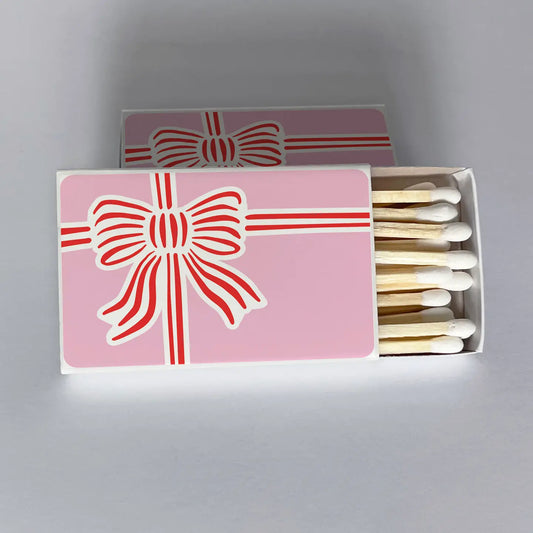 Red and Pink Stripe Bow Matchbook