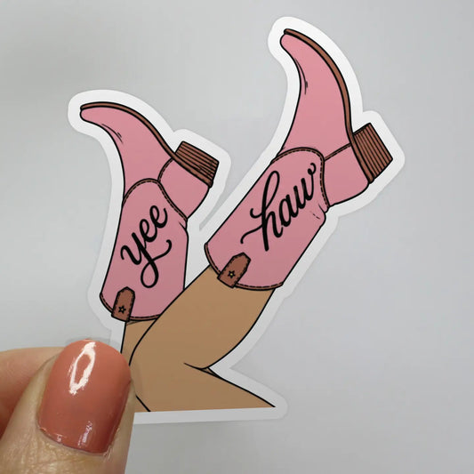 Yeehaw Pink Cowboy Boots Sticker