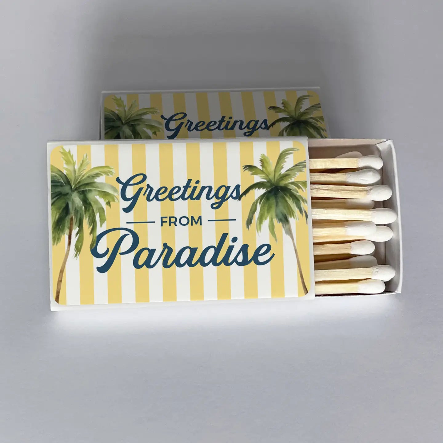 Greetings from Paradise Palm Trees Striped Matchbook