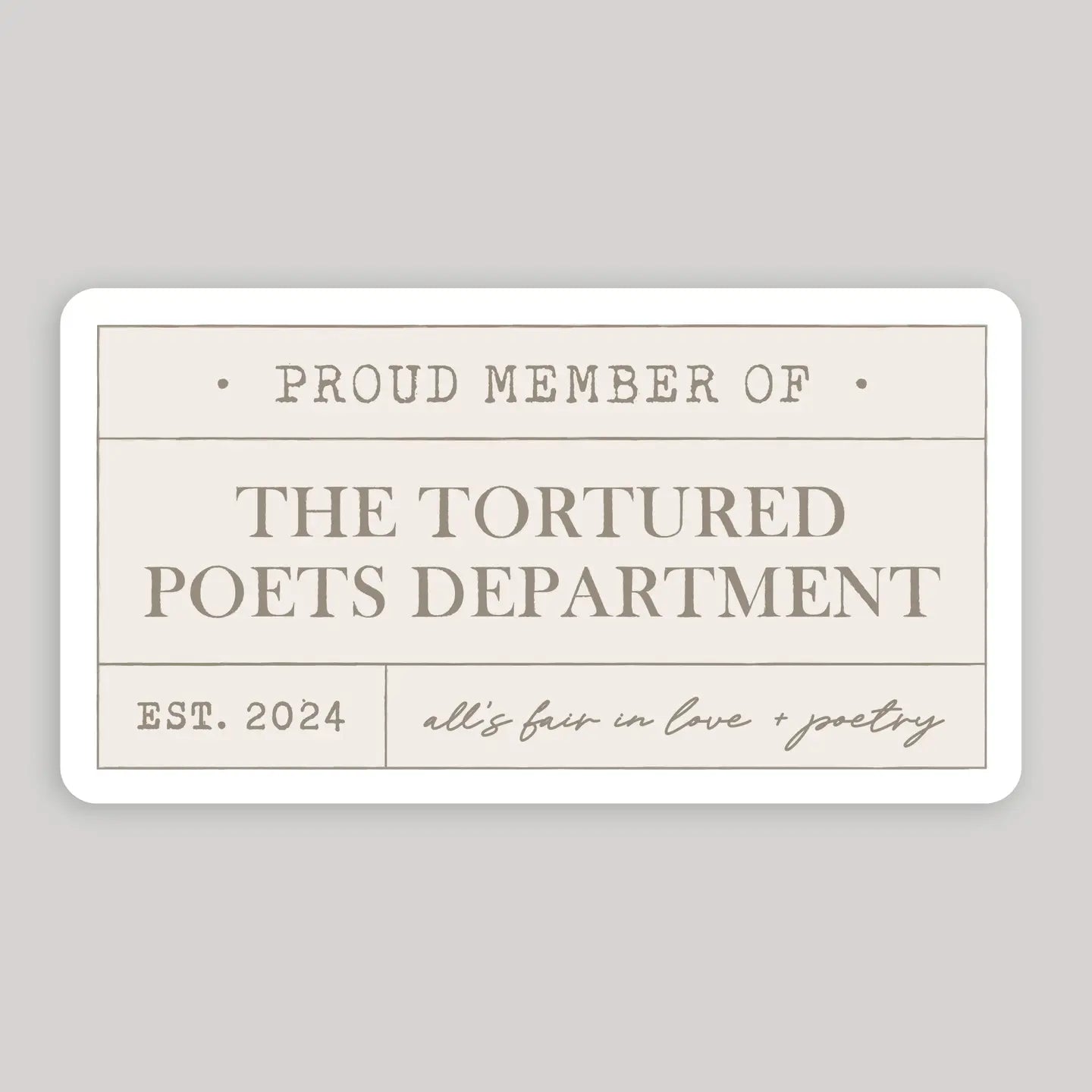 Tortured Poets Department Member Taylor Swift Sticker