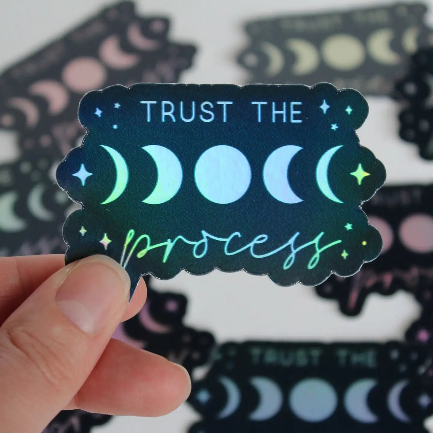 Trust the Process Moon Phases Holographic Sticker