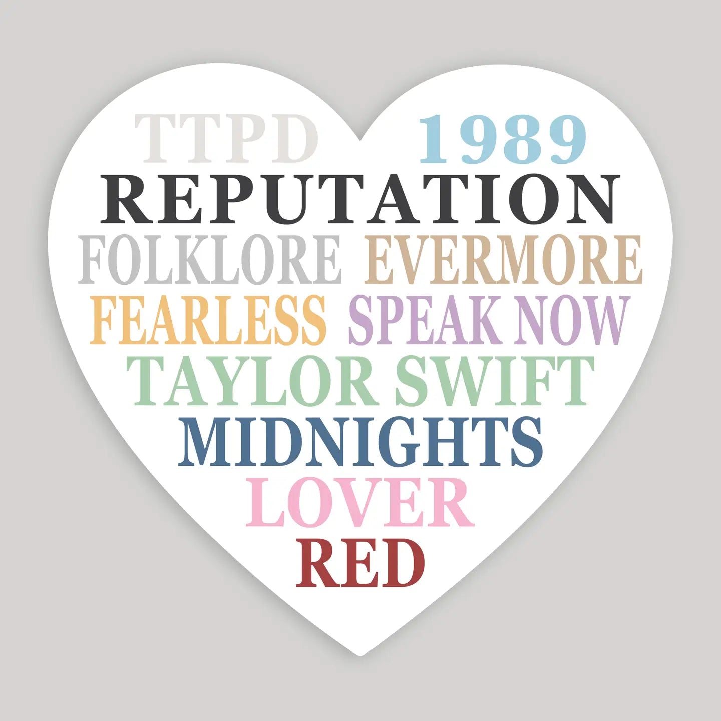Taylor Swift 11 Albums Heart Sticker
