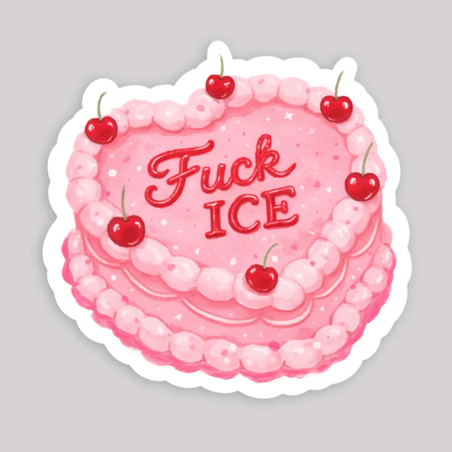 F*ck ICE Pink and Red Cake Sticker