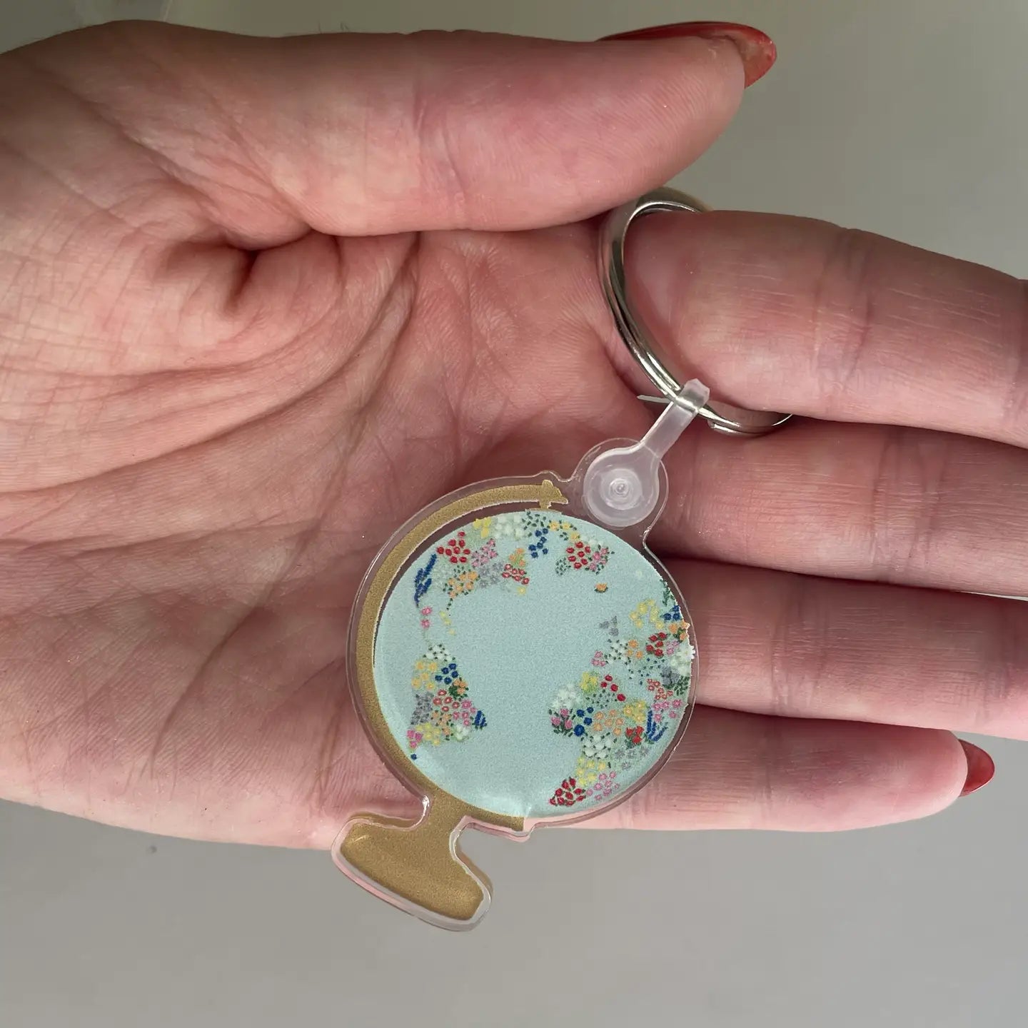 Floral Globe Acrylic Keychain