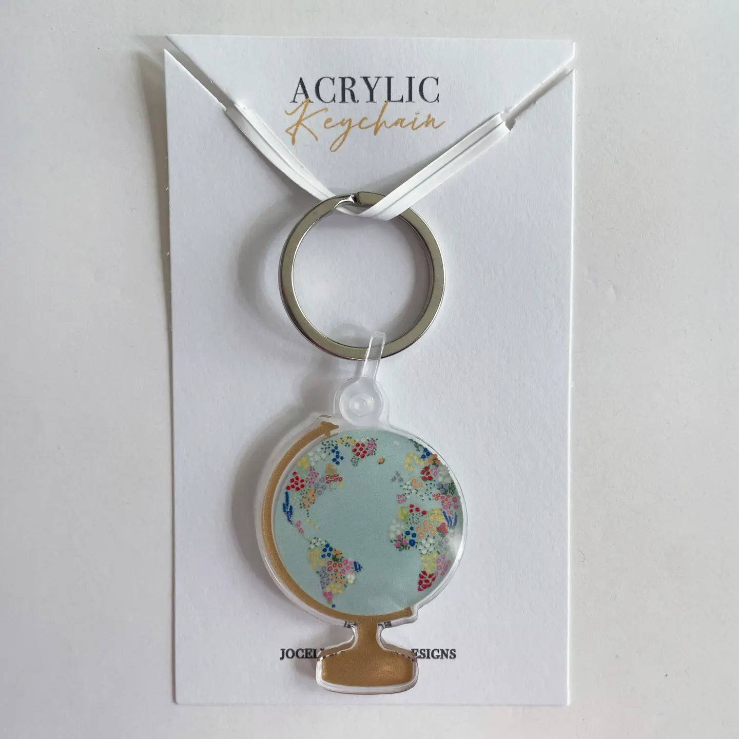 Floral Globe Acrylic Keychain