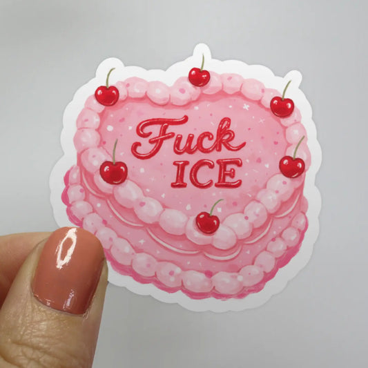F*ck ICE Pink and Red Cake Sticker