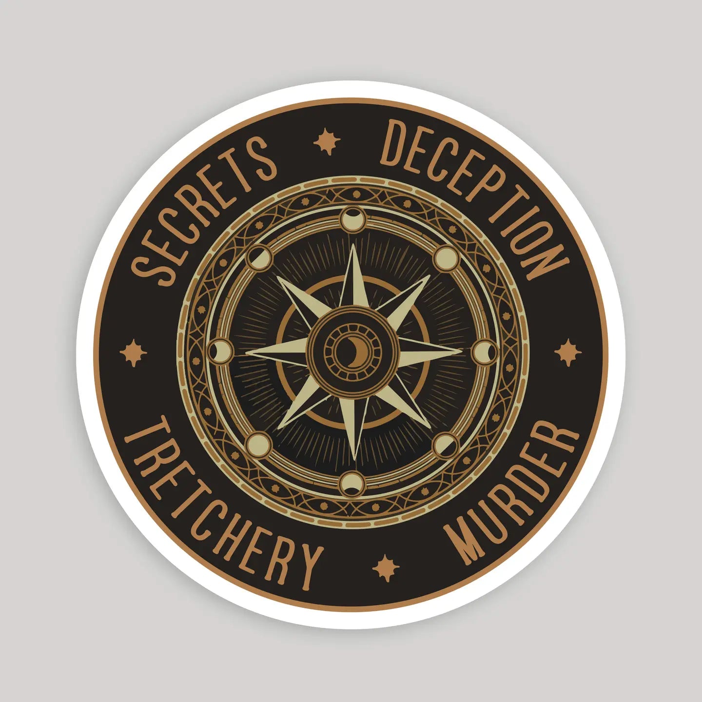 Round Table Secrets Deception Treachery Murder Sticker