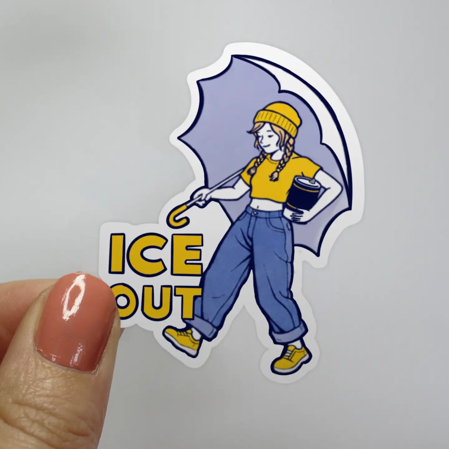 ICE Out Modern Salt Girl with Umbrella Sticker