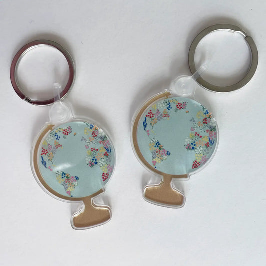 Floral Globe Acrylic Keychain