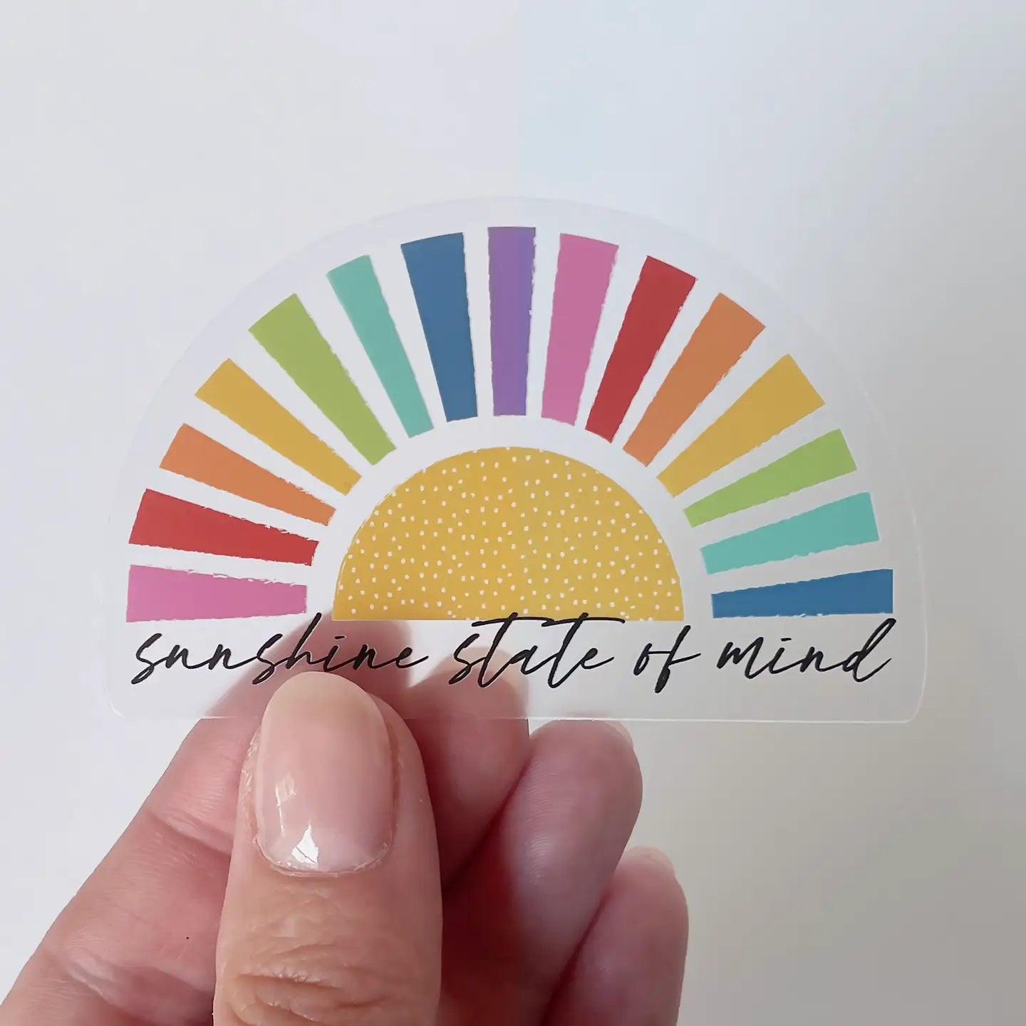 Sunshine State of Mind Rainbow Sun Clear Sticker