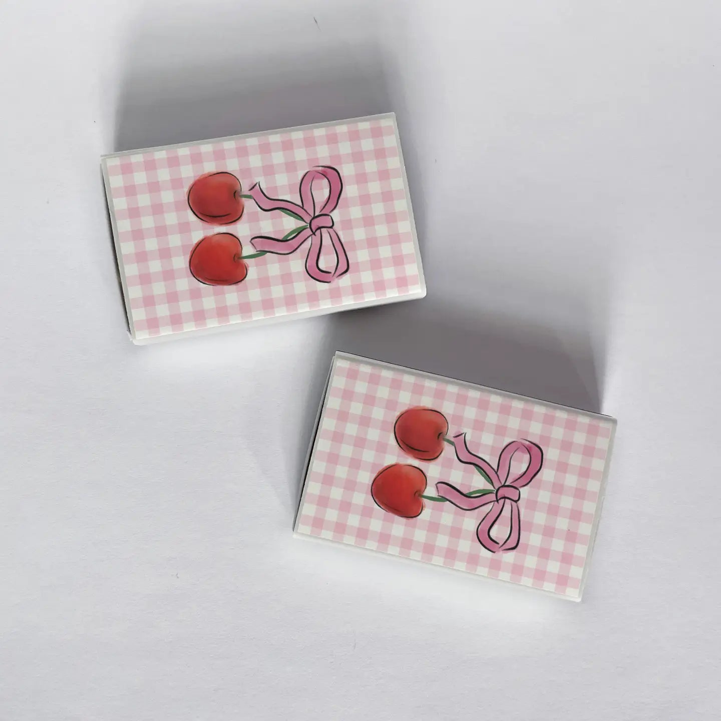 Cherries with Bow Pink Gingham Matchbook