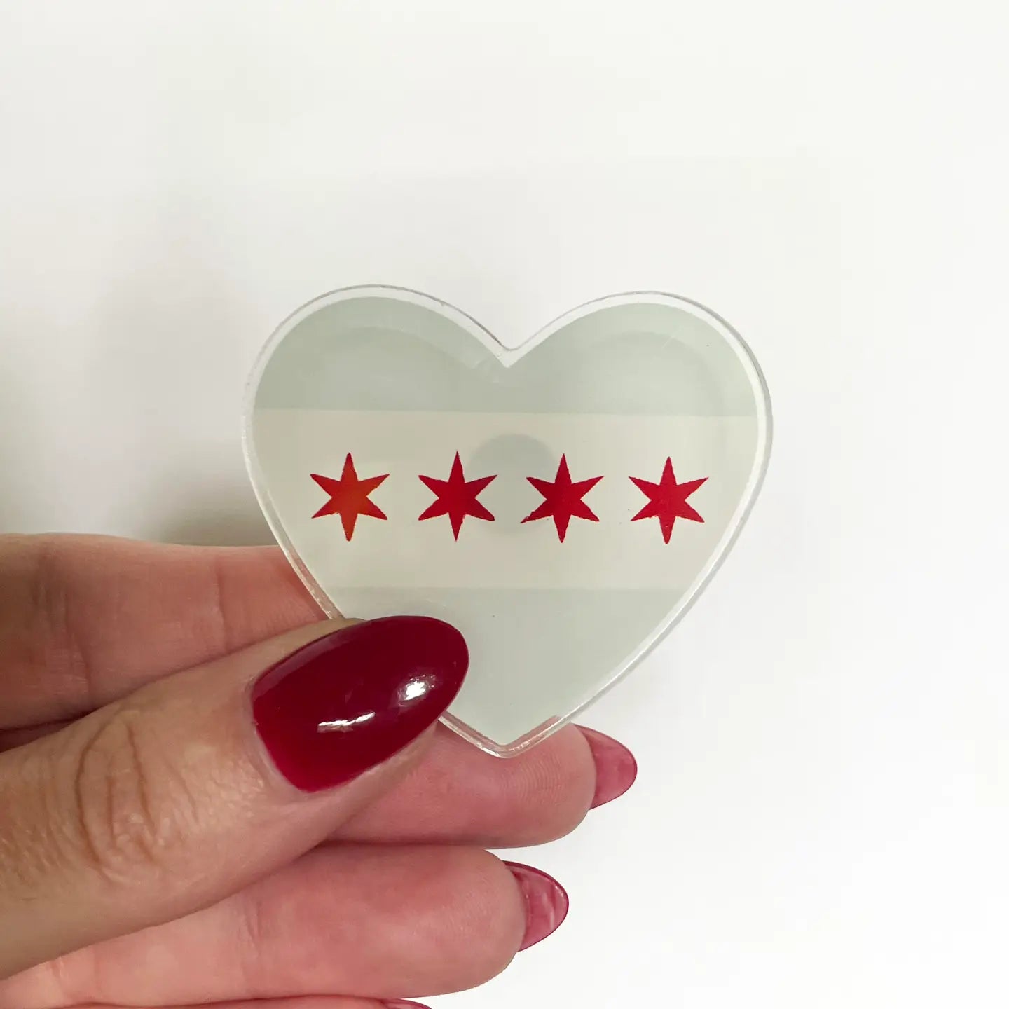 Chicago Flag Heart Acrylic Magnet