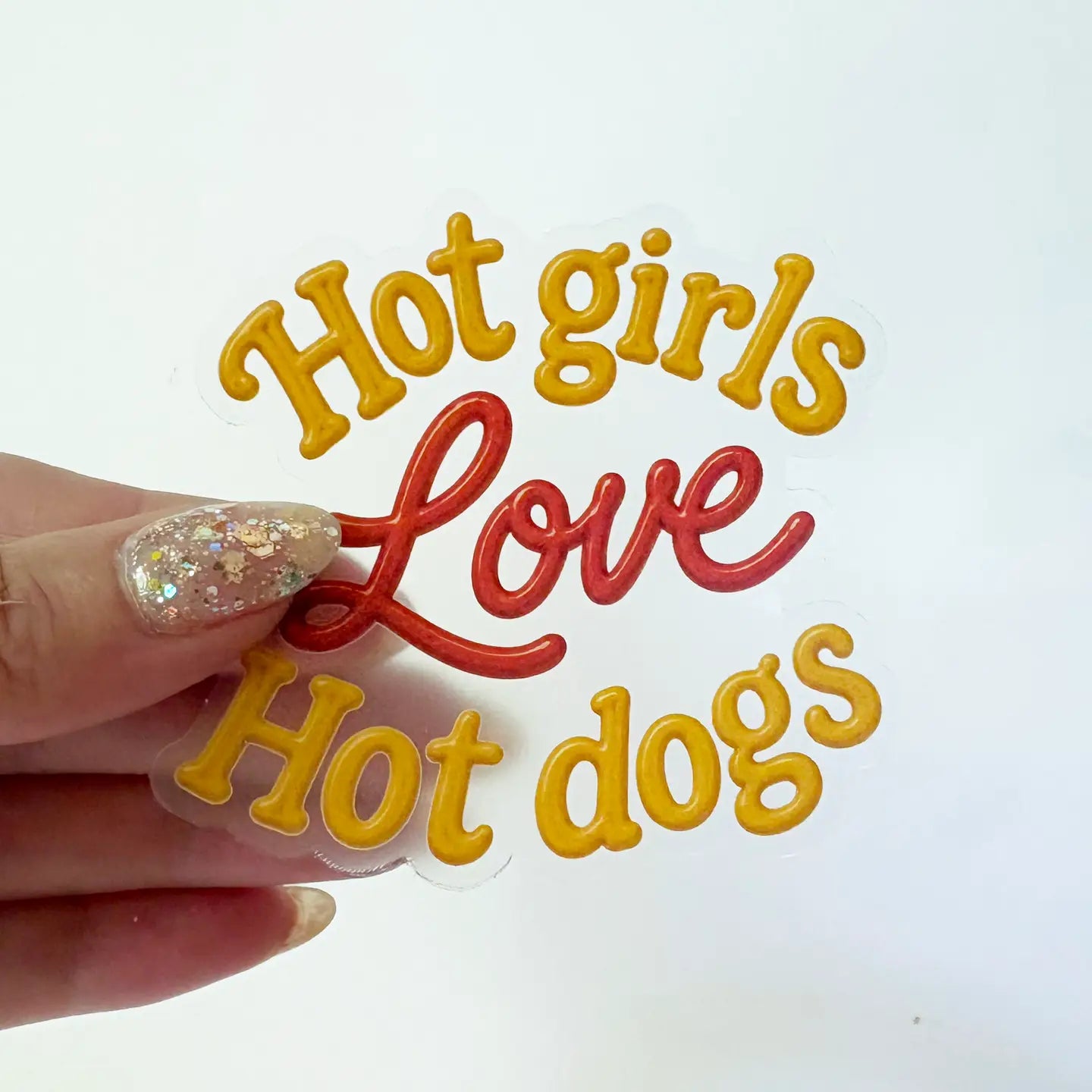Hot Girls Love Hot Dogs Clear Sticker